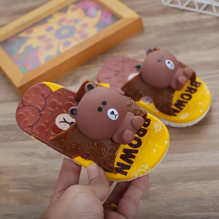 Kids Cartoon Indoor Slippers Creative cute three-dimensional bear rabbit  children shoes Baby Bedroom Shoes