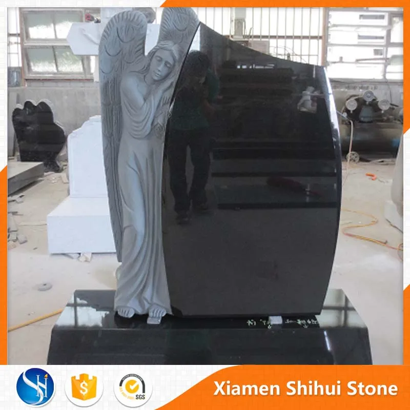 Door to door China funeral black granite angels monument and headstones