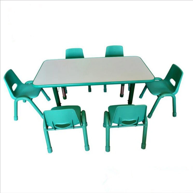 JQ Kindergarten Children School Classroom Furniture Furniture Kids Adjustable Study Plastic Fireproof Table and Chair for sale