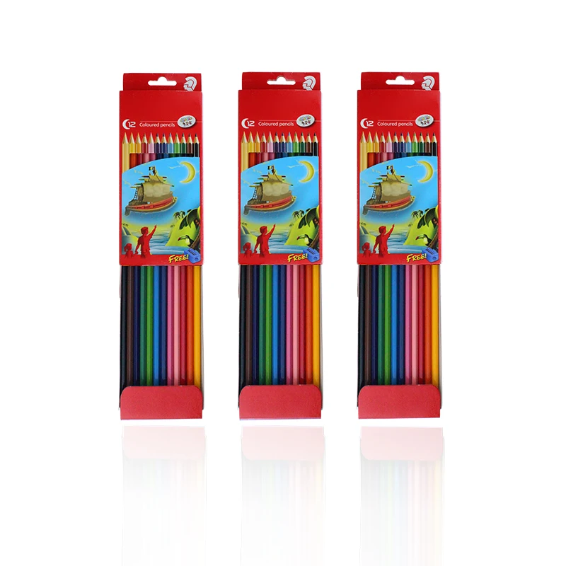 writing smooth and soft coloring wooden pencil with custom logo printing,color pencil sets