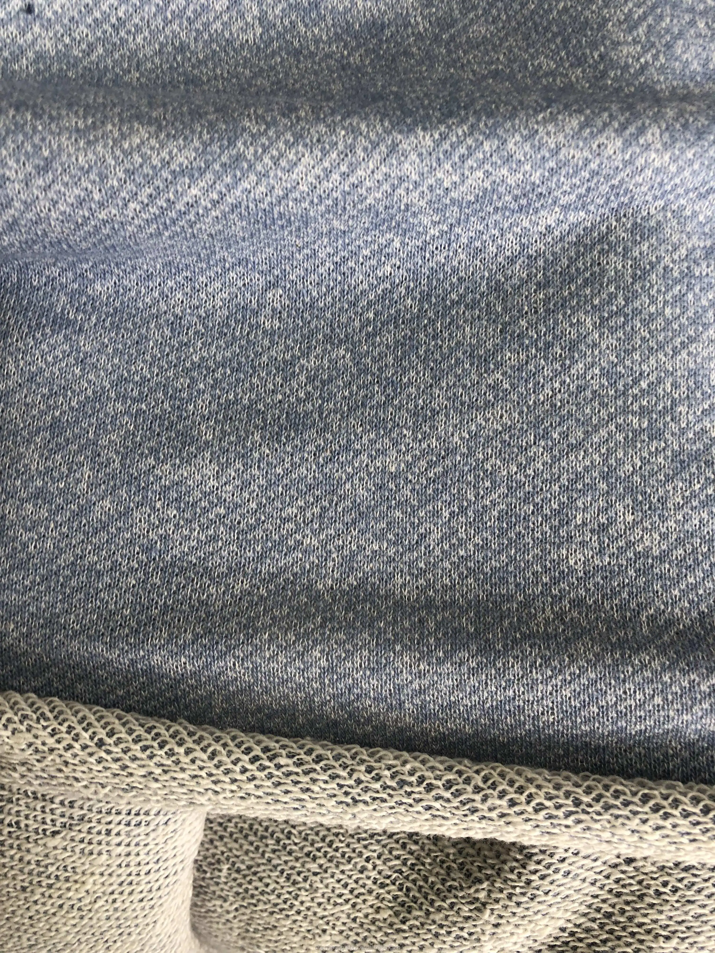 Chengbang manufacture melange cotton spandex yarn dyed blend loop french terry fabric for sweatshirt