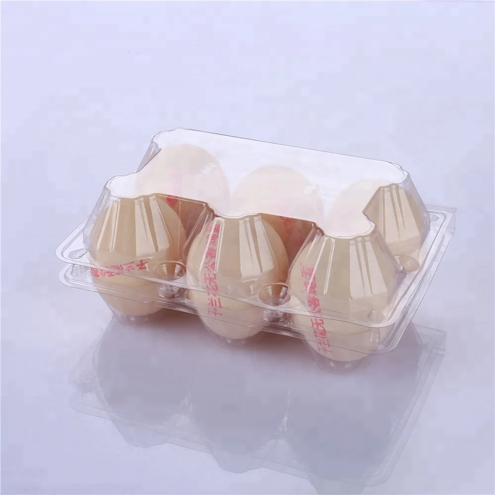 Transparent Clamshell 6 cell plastic egg tray box carton