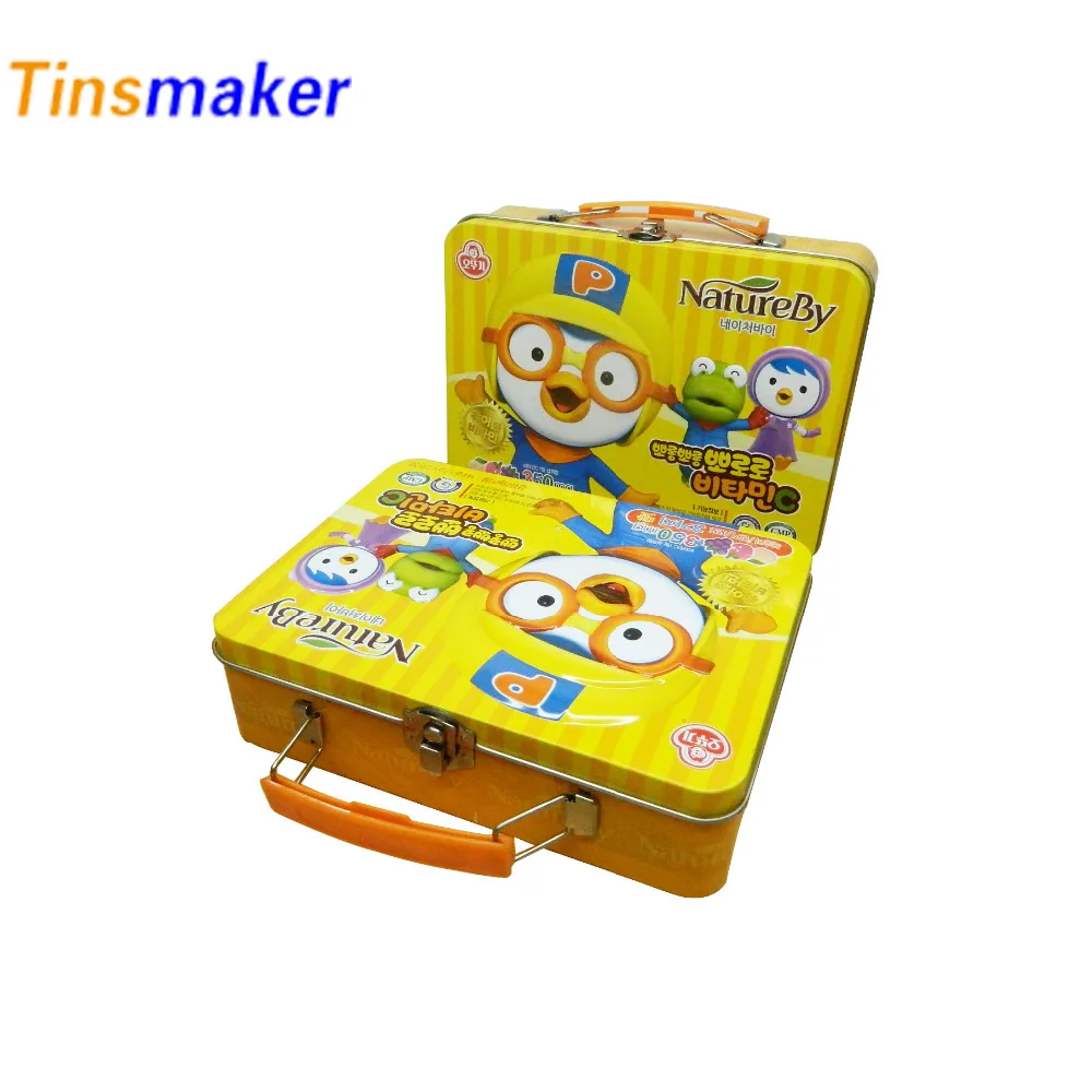 Cheap lovely kids food candy packaging lunch metal tin box with lock and key