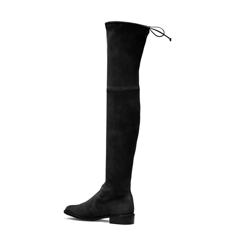 Suede Leather Low heel Sexy Thigh high boots for women shoes boots 2017