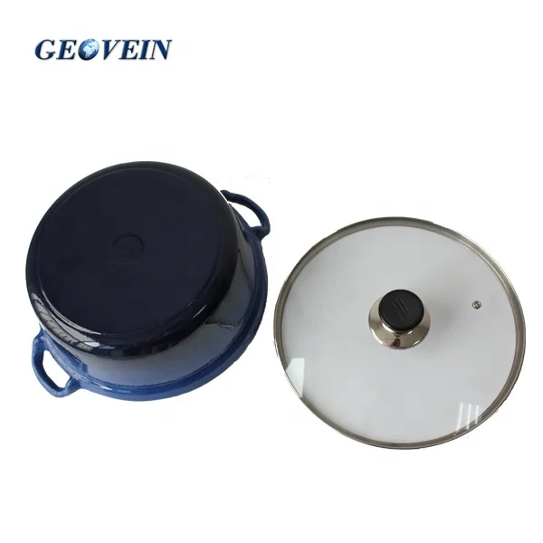 Enamel Risotto Pan Pot Round Cast Iron Casserole Dish With Glass Lid