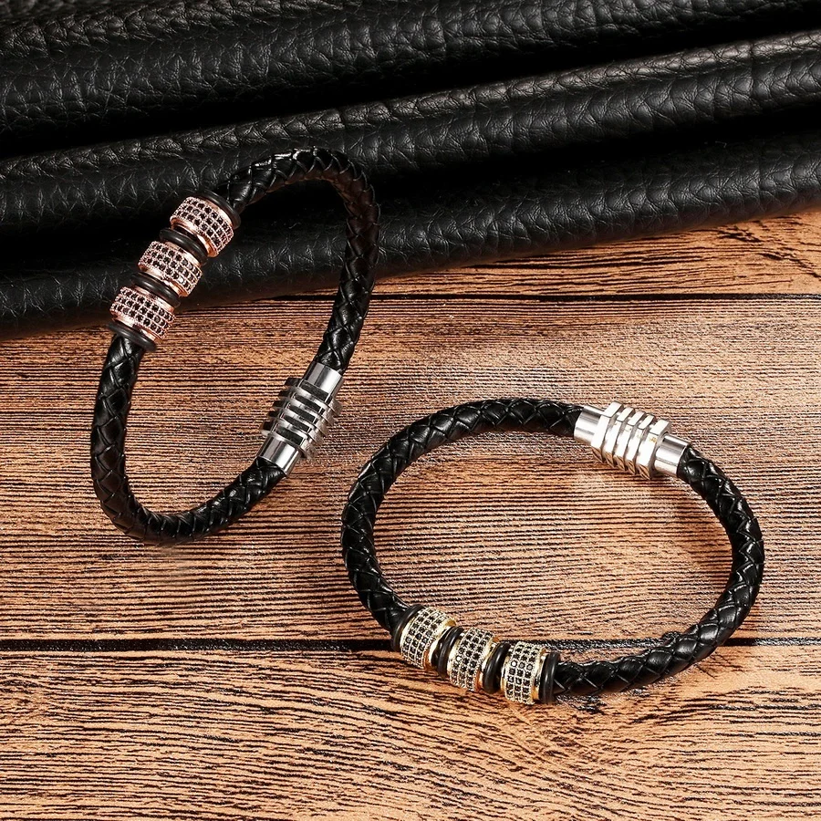 Fashion Brand Luxury Genuine Leather Bracelet Men Women Trendy Knight Courage Charm Couple Bracelets Stainless Steel Bracelets