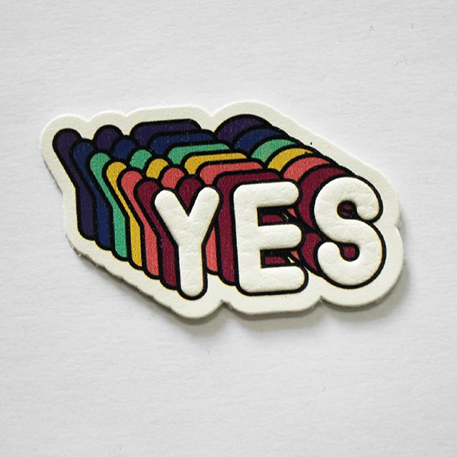 cute fun pu leather sticker label patch