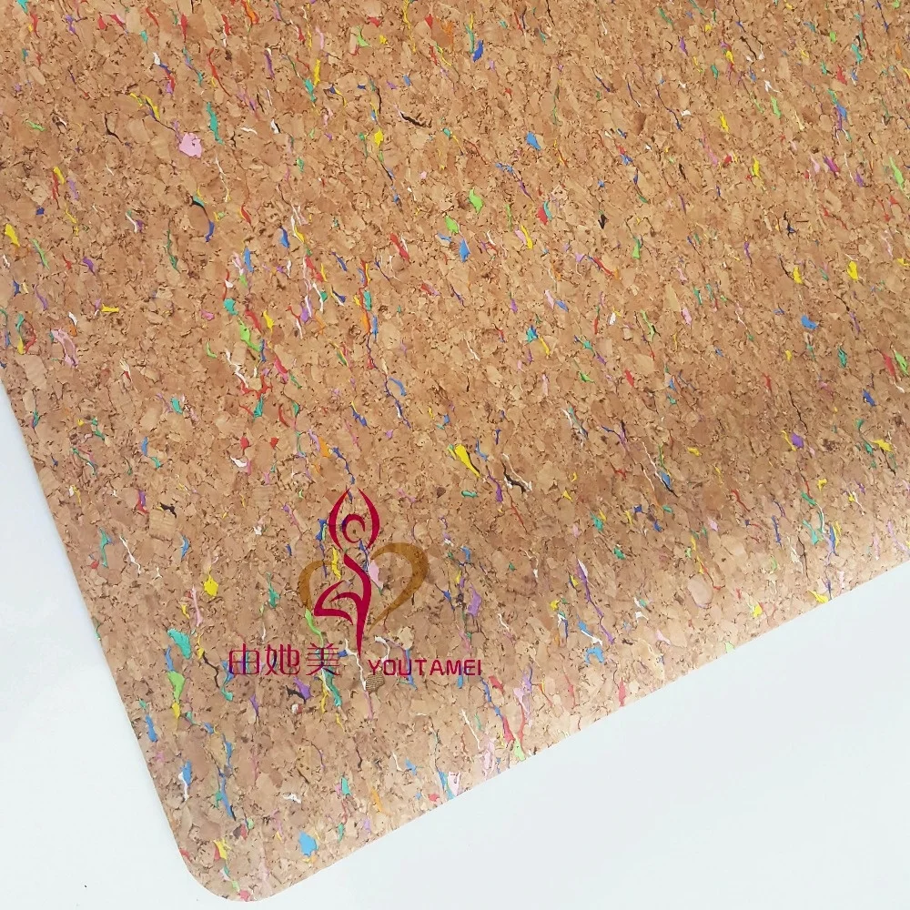 Eco friendly soft non slip natural rubber base non slip custom printing etching promotion gift logo cork yoga mat direct factory