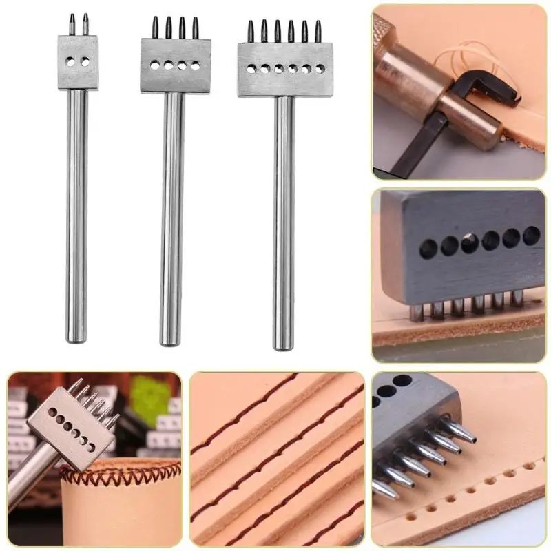 
Steel 6mm 2/4/6 Prong Leather Punch Tool Spacing Row Circular Cut Hole Stitching Punch Cutter DIY Leathercraft Tools 