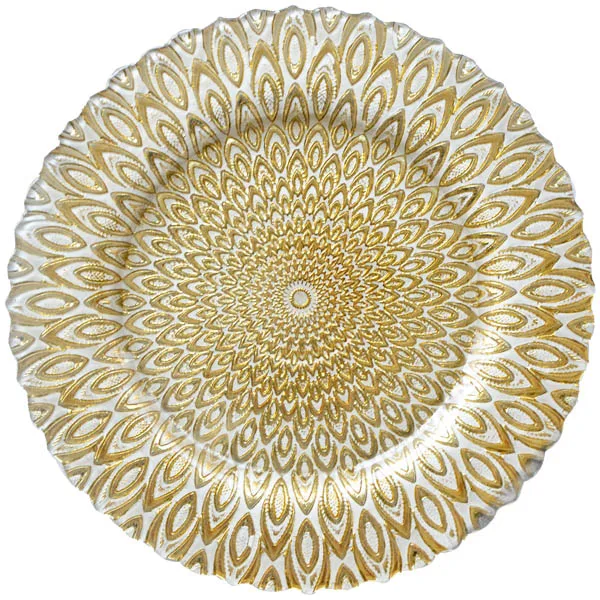 13 inch Cheap Decorative Wedding Events Catering Purple Peacock Charger Plates Wholesale