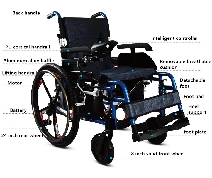 
Cheap aluminum alloy portable power wheelchair motor motorized folding electric wheelchair with wide wheels for disabled 