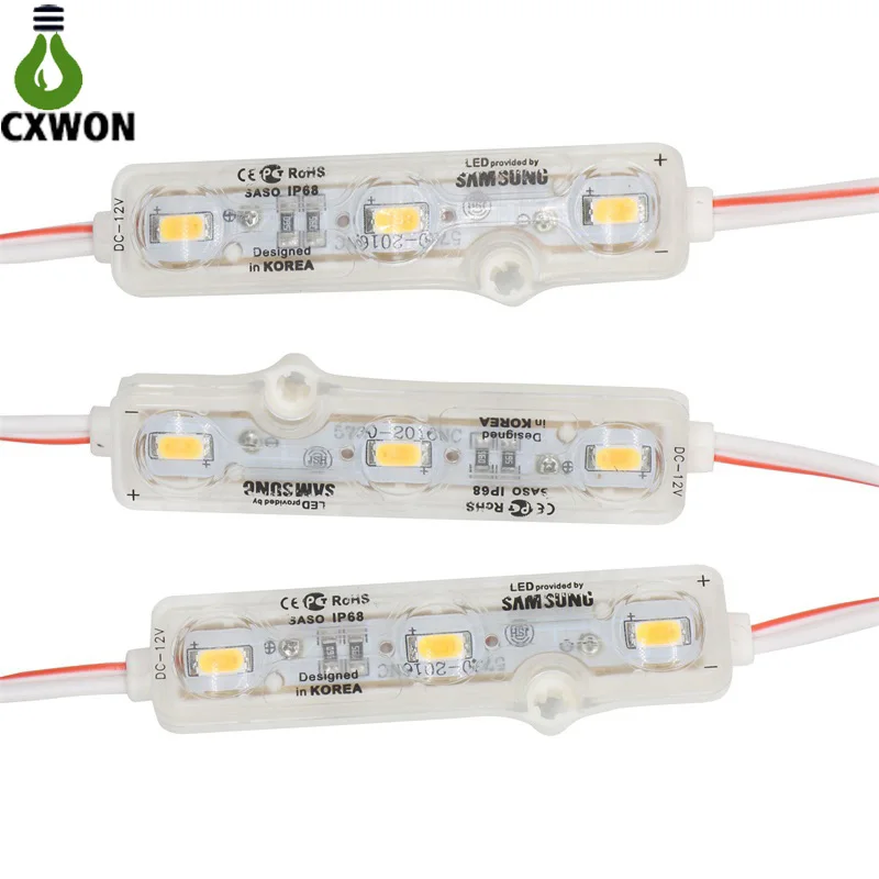 Injection Led Module Import Chips 3pcs 5730 SMD 1.5W IP68 Led Module With Lens