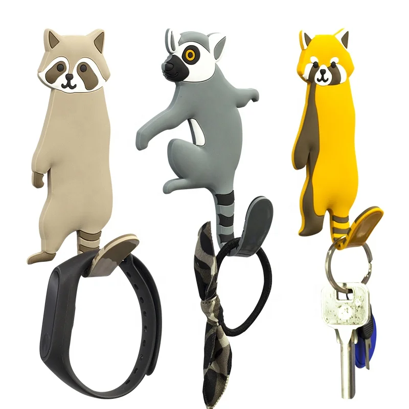 Gift promotion purse hook self wall mounted adheisve animal key hook