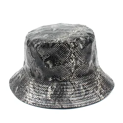 Factory Wholesale Short Brim Bucket Hat Custom Cheap Design Snake Leather Print Fishman Bucket Hat