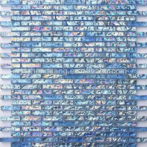 blue color fish scale mosaic glass tile