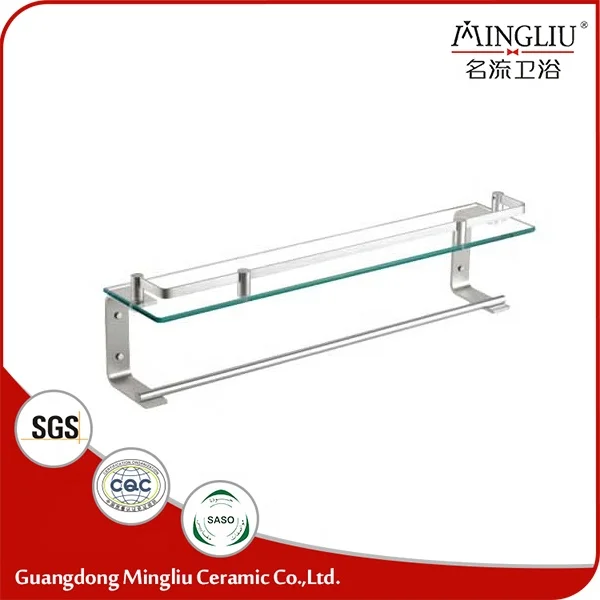 High quality wall mounting glass bathroom shampoo rack towel rack