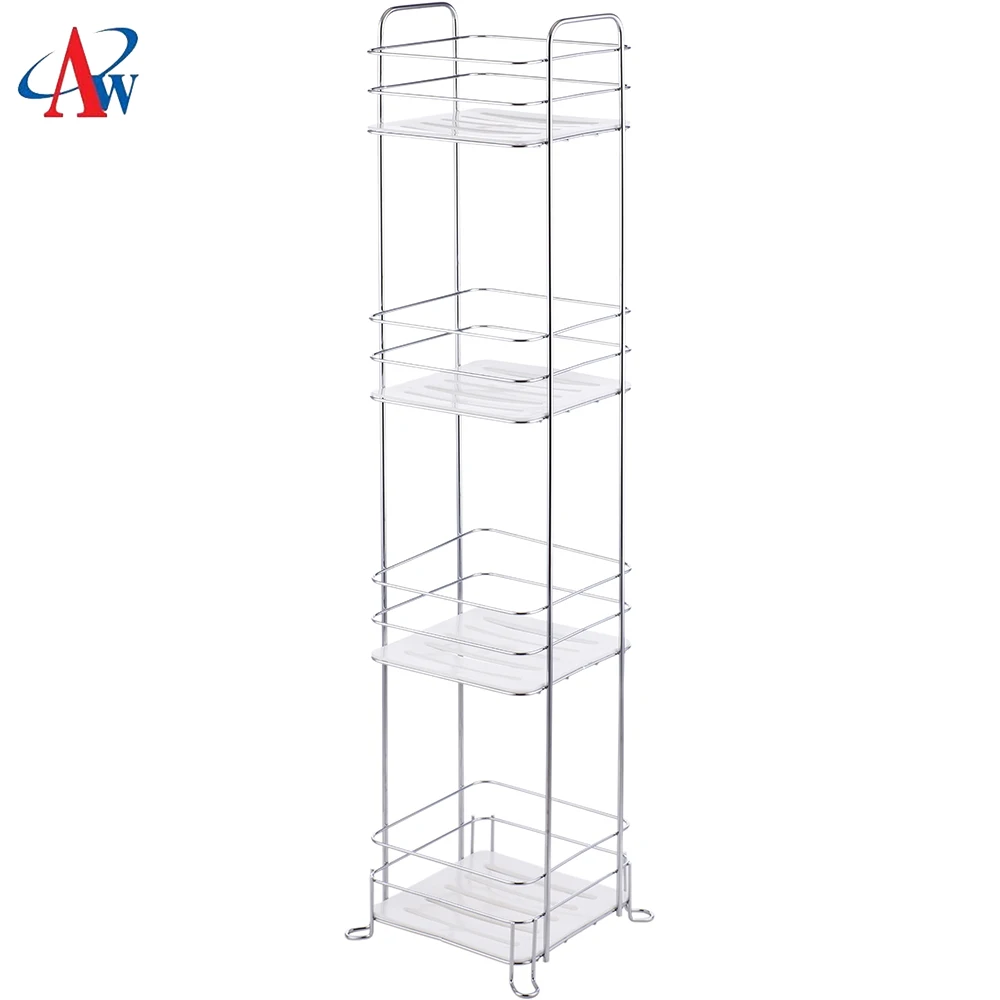 4 layer popular wall mounted bathroom accessory organizer shelf rack shower shampoo storage rack wire rack with tray