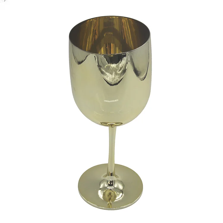 15oz Solid color round reusable color plastic gold goblet