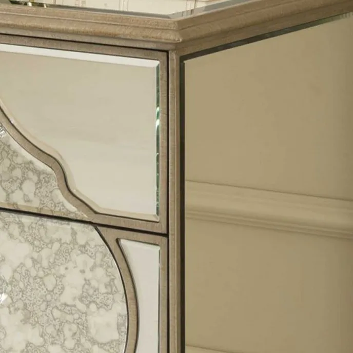 New classic antique mirrored golden line side board cabinet with 6 storage drawers