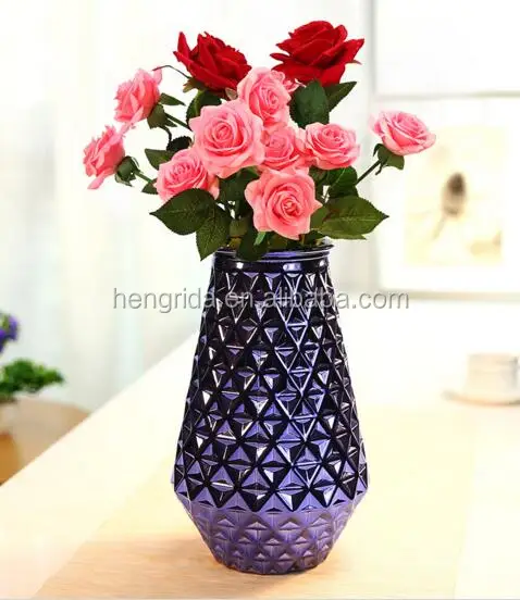 Colored Glass Flower Vase With Handle For Home Deco glass & crystal vases nordic style colorful