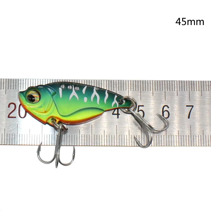 Metal VIB 11g/45mm Fishing Lure Vibration Spoon Hard Baits with Feather Crankbait Wobbler Swimbait Cicada VIB Tackle