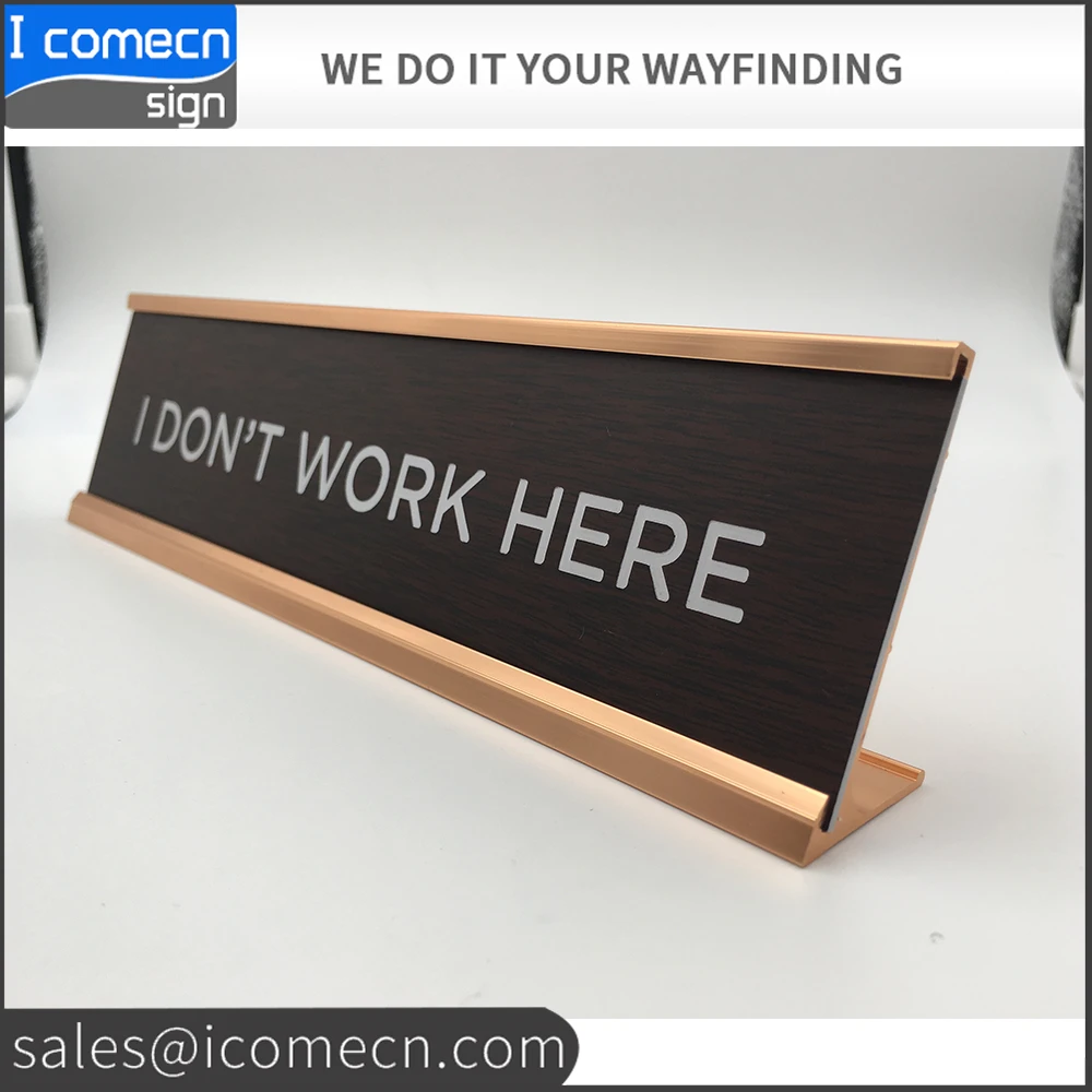 Desk Top Grooved Metal Nameplate Holder