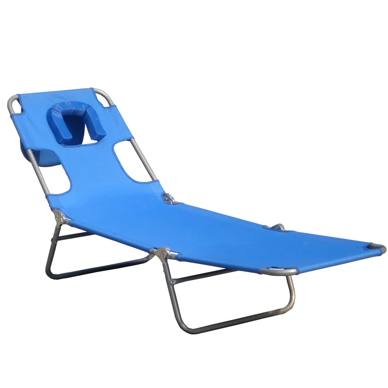 
Comfortable Folding Sun Lounger With Head Cushion and Adjustable backrest 