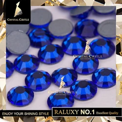 Rhinestone manufacturer ss30 sapphire flatback glass hotfix crystal stone for dance wear