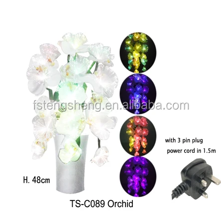 Wholesale decorative artificial hand made orchid flower with fiber optic