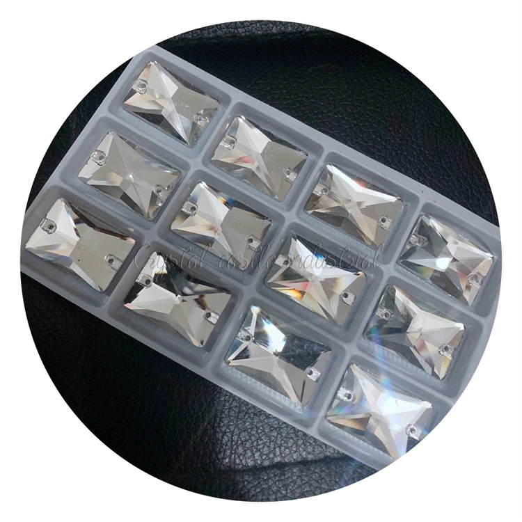 13*18mm 140pcs Crystal AB Clear White Rectangle Shape Sewing Rhinestones Flatback Sew-On Rhinestone For Women Dress