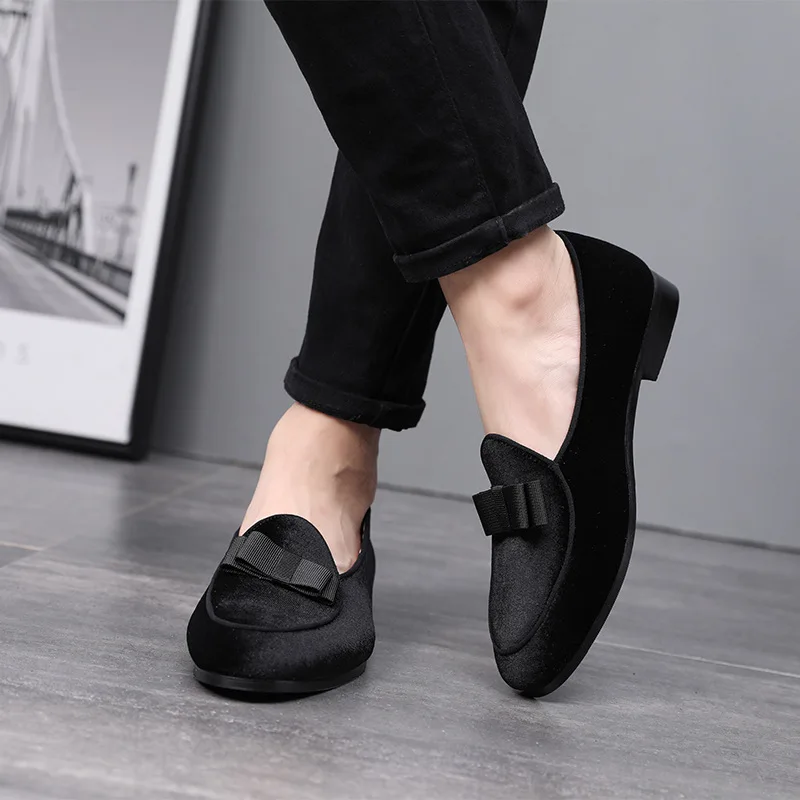 Size 47 48 Red Color Suede Leather Shoes Comfortable Round Toe Slip On Men Dress Shoes Loafers