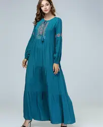 A4257 Kaftan Maxi Dress Moroccan Abaya Dubai Long Arabian Farasha Eid Loose one size dark green Kaftan