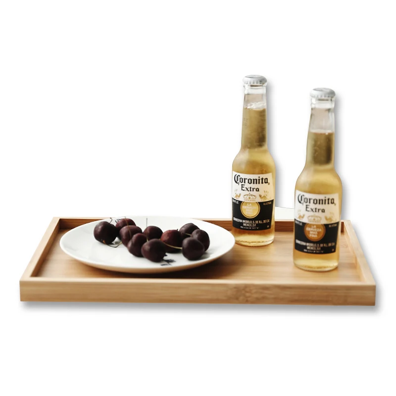 Plain bamboo wood food serving custom size rustic wooden tray