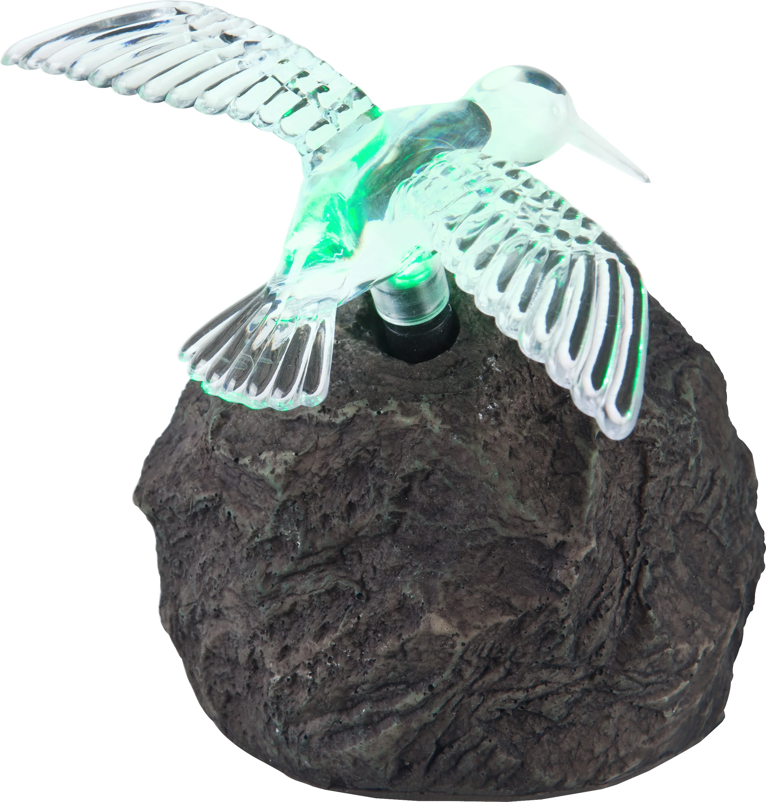 
KINGLAND New Creative Evergreen Garden Polystone bird Solar Garden Stones, solar waterproof motion sensor light 