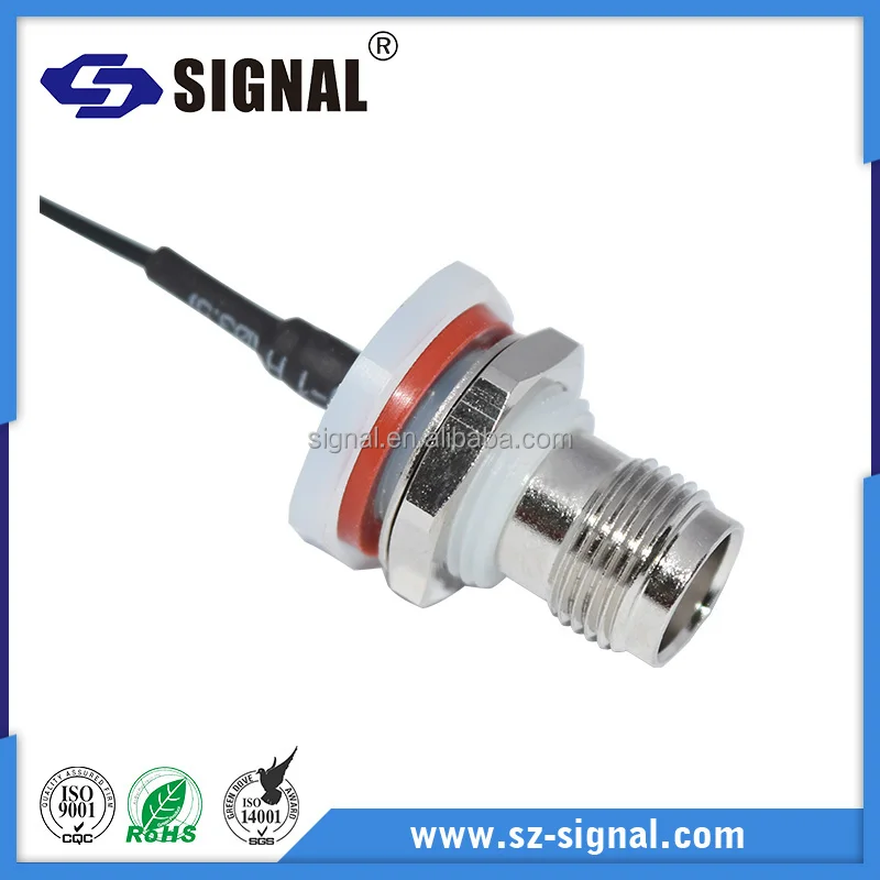 RF Connector, TNC Straight Crimp Jack for 1.37mm Micro-Coaxial, 50 Ohm, Bulkhead
