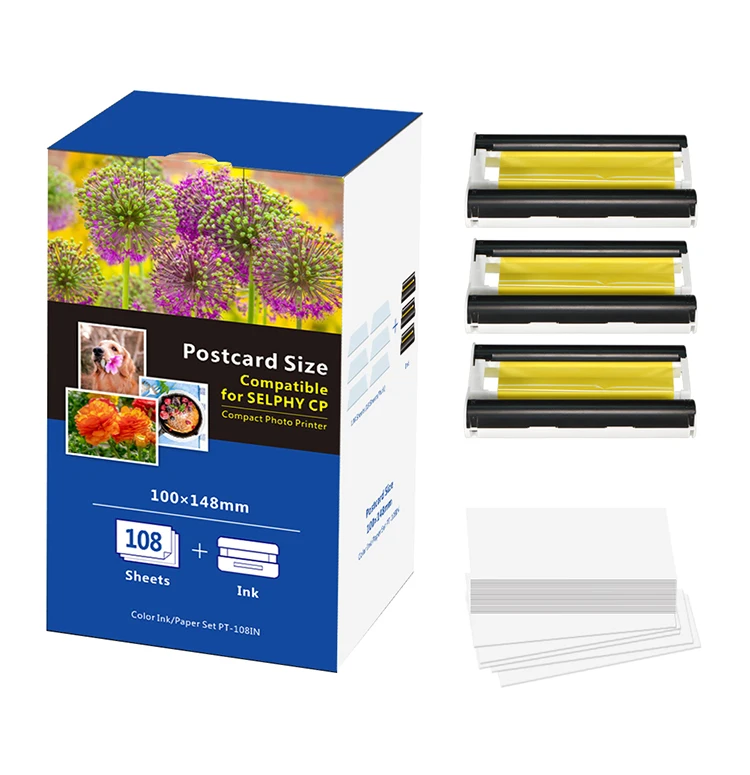 photo paper compatible selphy printer ribbon and paper set for kp 108in selphy cp1200