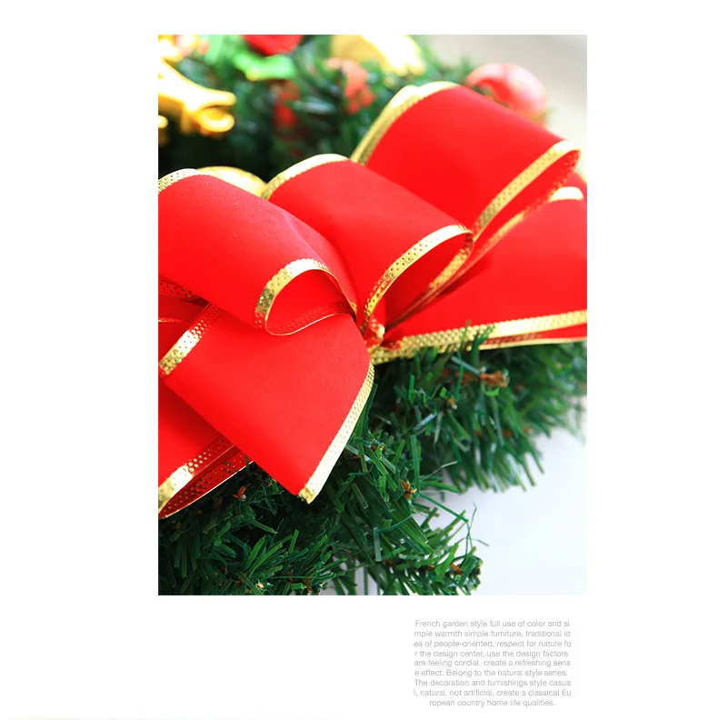
Wholesale Merry Christmas Red Bow Gold Bell 30cm Christmas Wreath Rings 