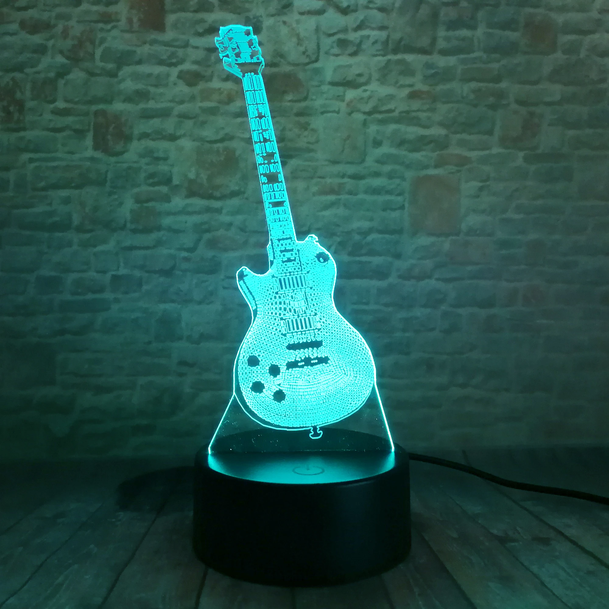 Luminous Bass Guitar Action Figure 3D Illusion LED NightLight Colorful Touch Flash Fairy Light Action & Toy Figures Child Gifts