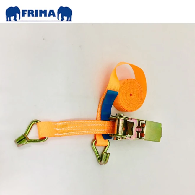 25mm/5m/500KGS/1100LBS Metal Ratchet Webbing Buckle Strap Polyester with 2pcs Double J Hook