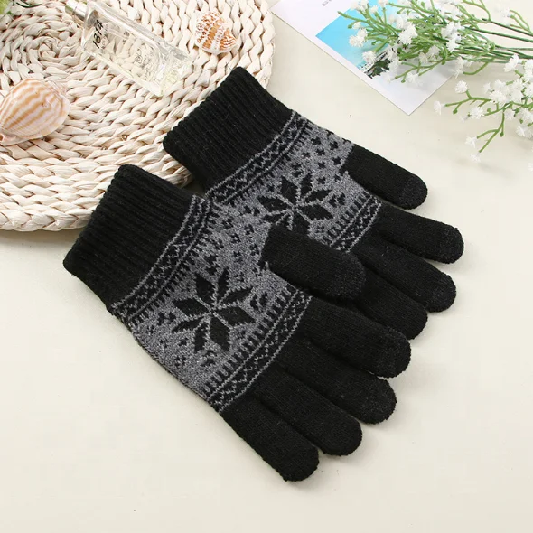 
Custom machine making navy blue gloves men and women black knitted winter safety hand gloves 