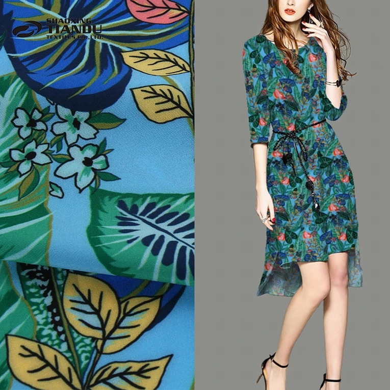 Модное шифоновое женское платье shaoxing textile с цветочным принтом, гавайская ткань