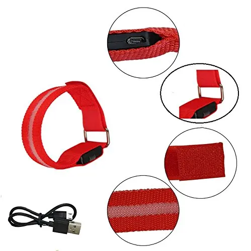 USB Rechargeable Led Sport Armband Flashing Led Wristband Led Bracelets Safety Light for Night Running