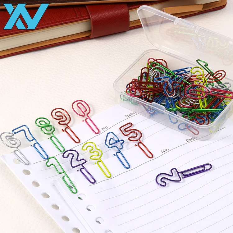 Colorful number shapes clip cheap stationery yes shape paper clips