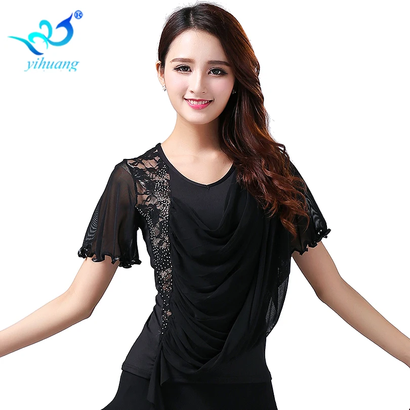 Factory Wholesale Cheap Women Girls Sexy belly dance Salsa Cha cha Rumba Practise Wear/Costume Ballroom Latin Dance Tops