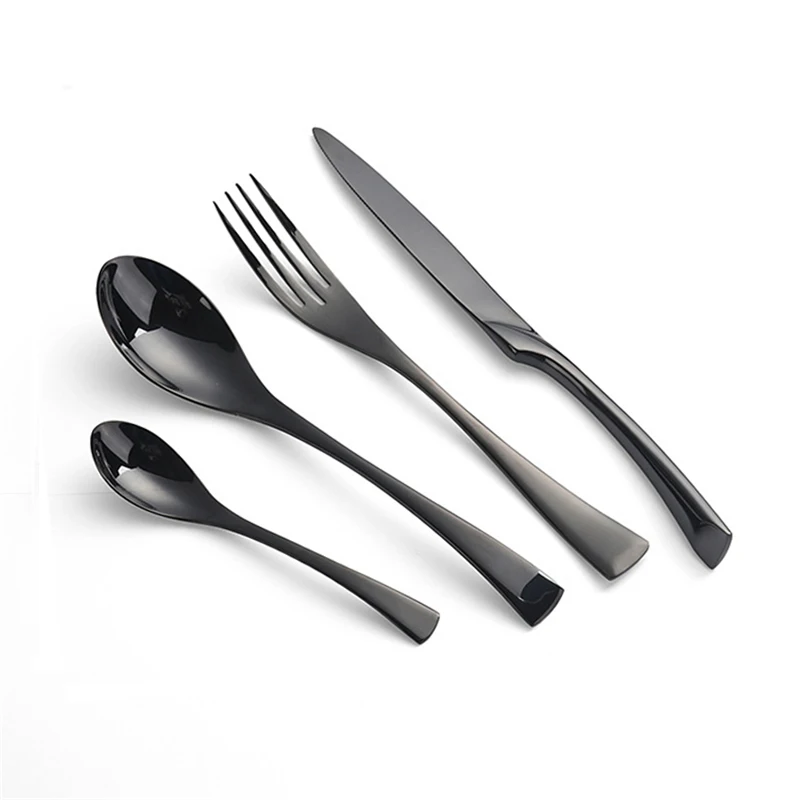 Titanium planted stainless black cutlery 4pcs silverware