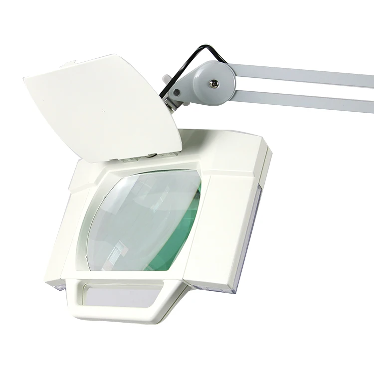 Table 4x 6x 10x 15x 20x 30x diopter led cold light magnifier lamp square beauty, magnifier lamp with metal clamp
