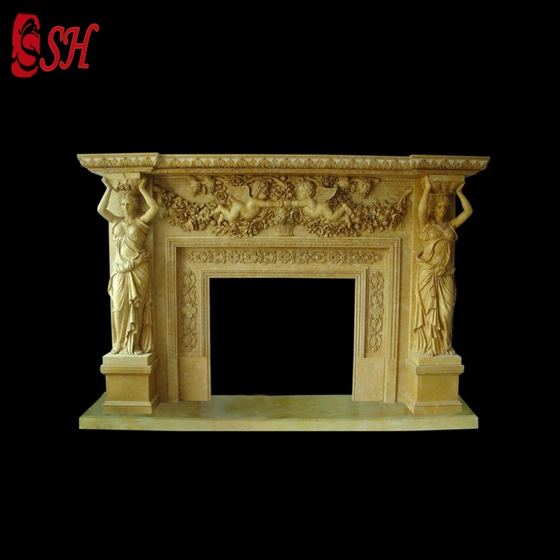 Customized indoor small marble fireplace