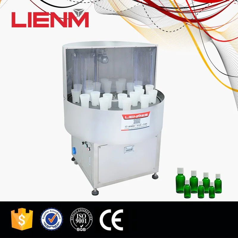 Lienm Semi-auto Rotary Cosmetic Lotion Cream Perfume Glass Plastic Bottle Rinsing Equipment Washing Cleaning Machine