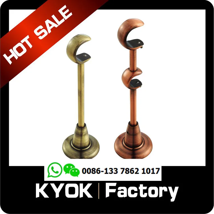 Curtain rod bracket side wall mounted thick Roman rod automatic buckle aluminum alloy iron wood grain double bracket