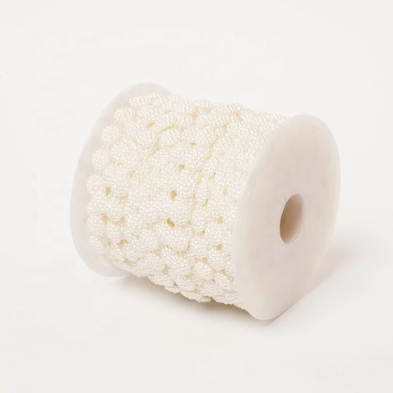 Pearl Decorative Chain Manufacturer Wholesale Plastic Woman Shoes Chain Accessories White Half Beads Fittings for Shoes Flatback